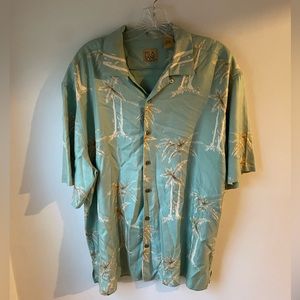 JOS.A.BANK Hawaiian 100% Silk Button Front Camp Shirt Short Sleeve Mens L